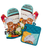 Secret Ingredient Cat Oven Mitts & Pot Holder Set - Unique Vintage - Womens, ACCESSORIES, GIFTS/HOME