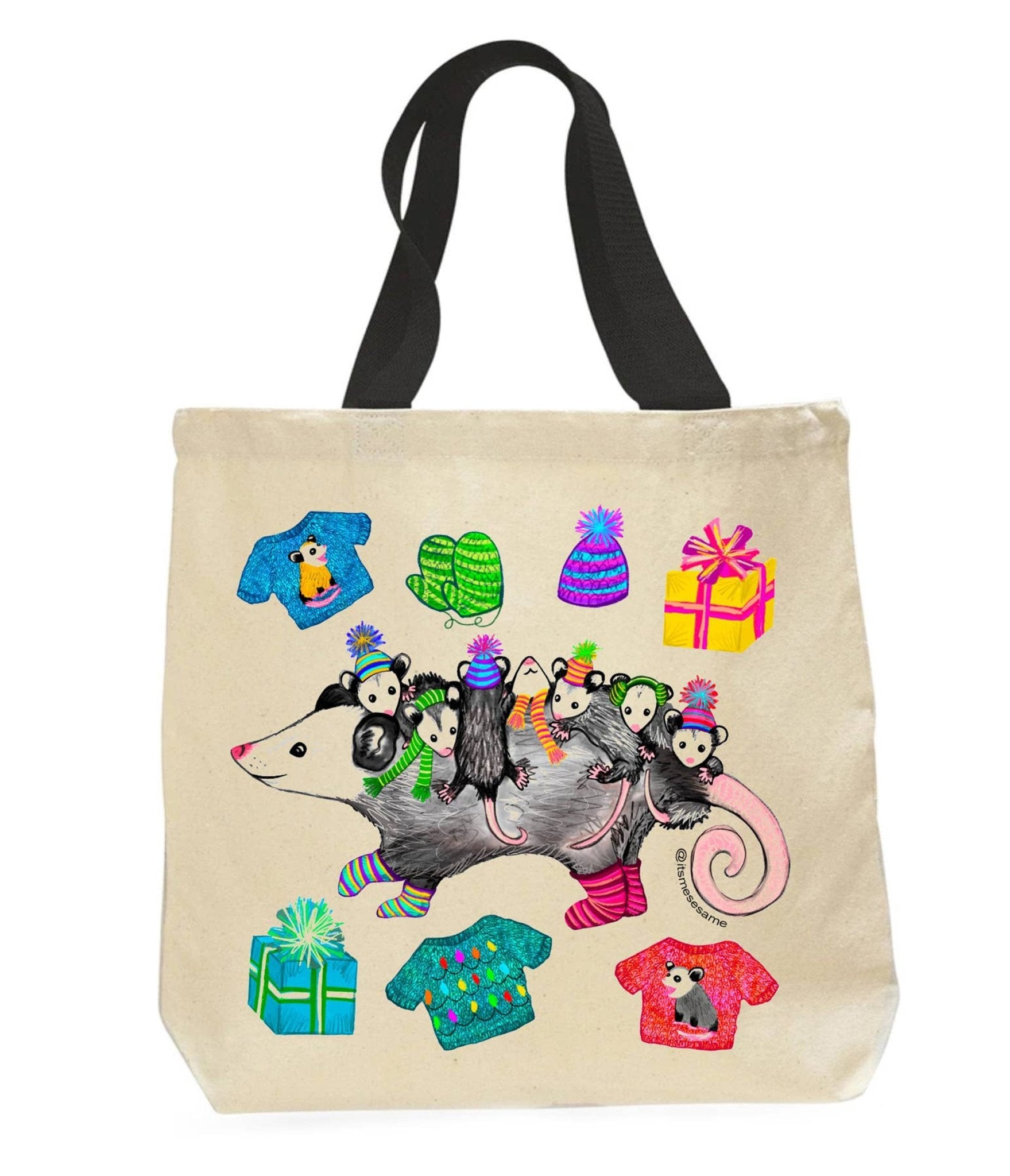 Sesame the Opossum Holiday Seedlings Opossums Tote - Unique Vintage - Womens, ACCESSORIES, HANDBAGS