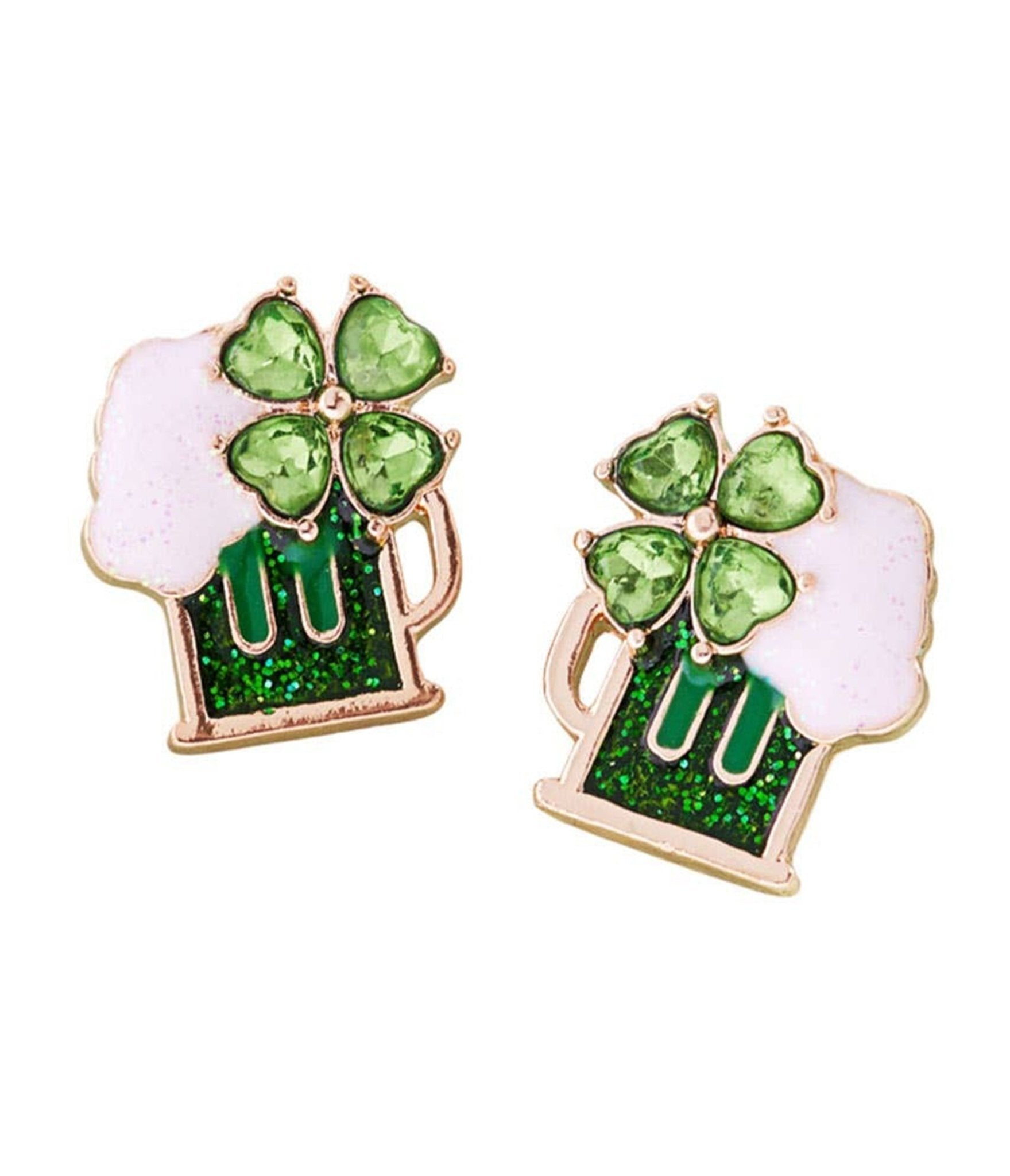 Shamrock Beer Mug Earrings - Unique Vintage - Womens, ACCESSORIES, JEWELRY