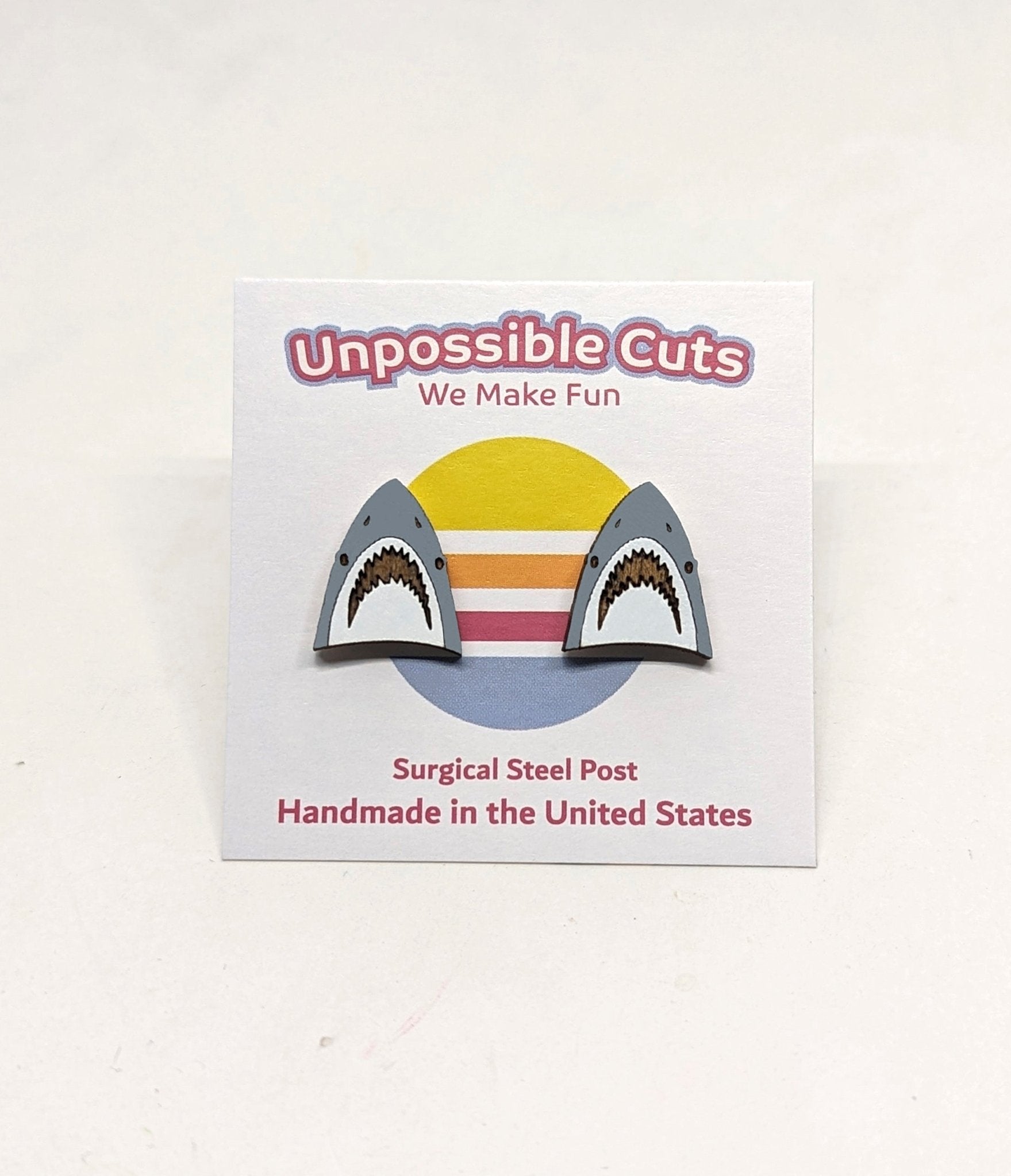 Shark Wooden Earrings - Unique Vintage - Womens, ACCESSORIES, JEWELRY