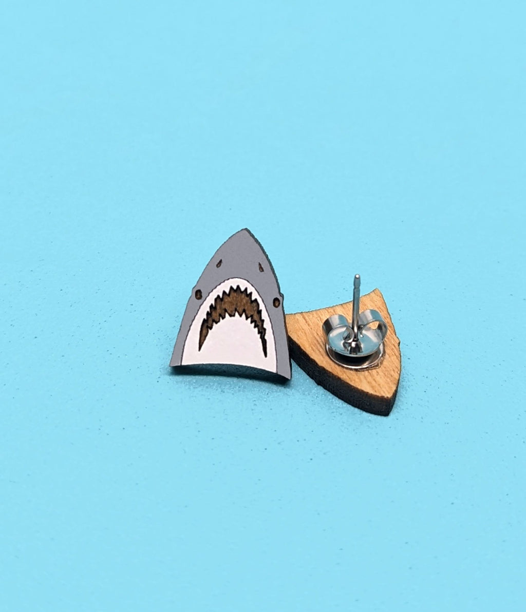 Shark Wooden Earrings - Unique Vintage - Womens, ACCESSORIES, JEWELRY