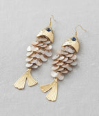 Shell Fish Dangle Earrings - Unique Vintage - Womens, ACCESSORIES, JEWELRY