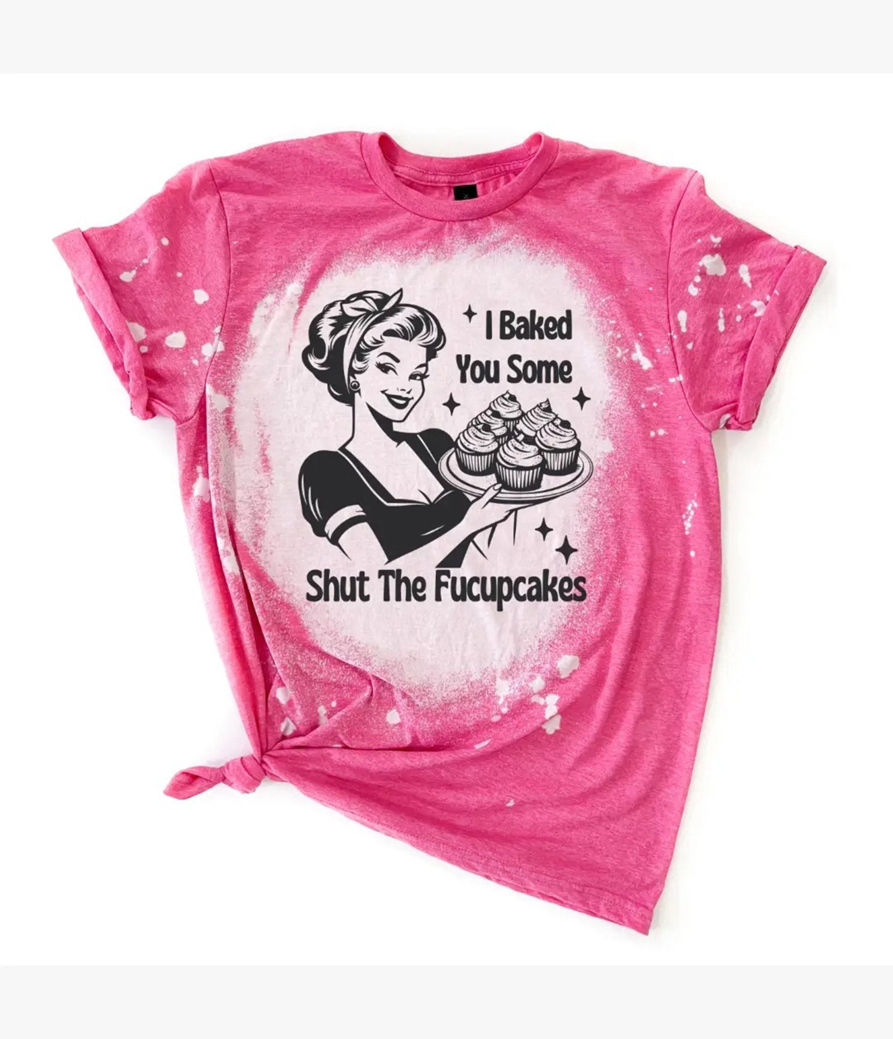 Shut the Fucupcakes Unisex Bleached Tee - Unique Vintage - Womens, GRAPHIC TEES, TEES