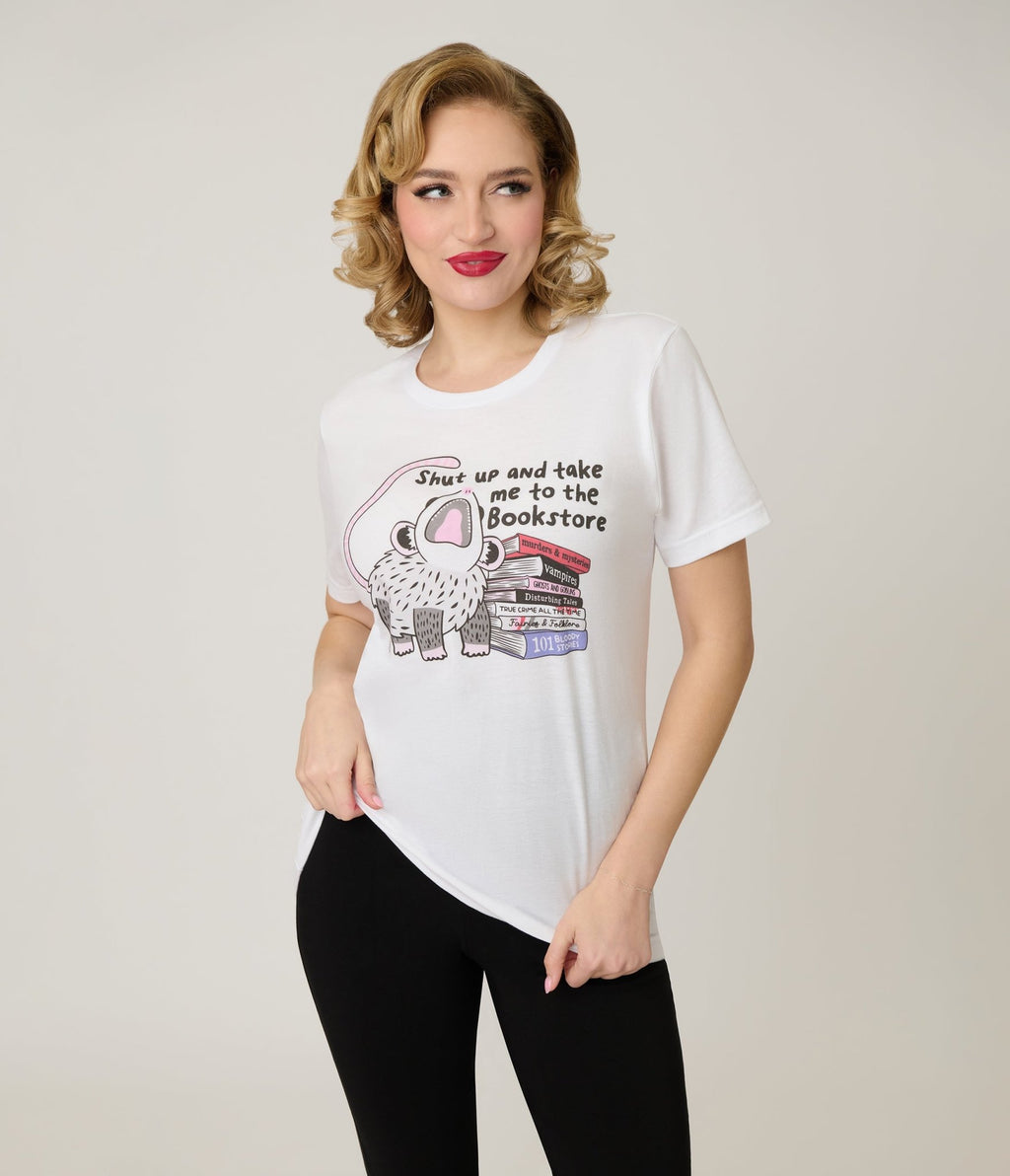 Shut Up & Take Me To the Bookstore Unisex Graphic Tee - Unique Vintage - Womens, GRAPHIC TEES, TEES