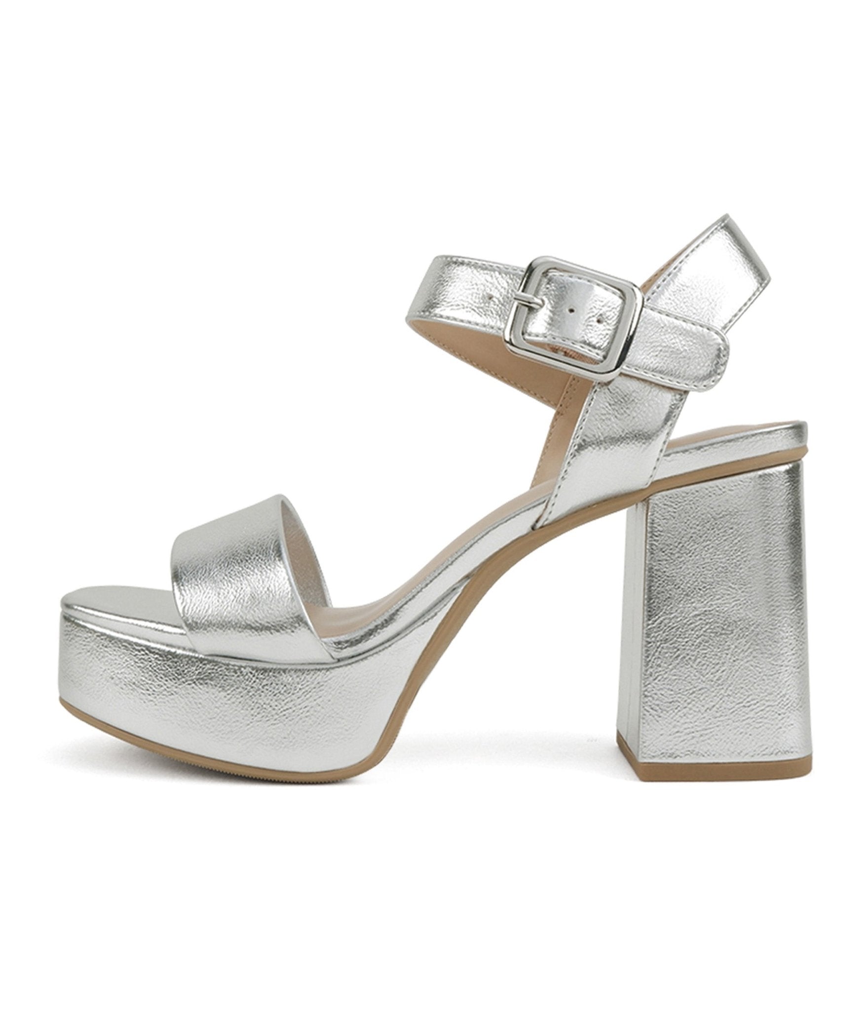 Silver Leatherette Platform Heels - Unique Vintage - Womens, SHOES, HEELS