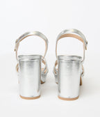 Silver Metallic Leatherette Heels - Unique Vintage - Womens, SHOES, HEELS