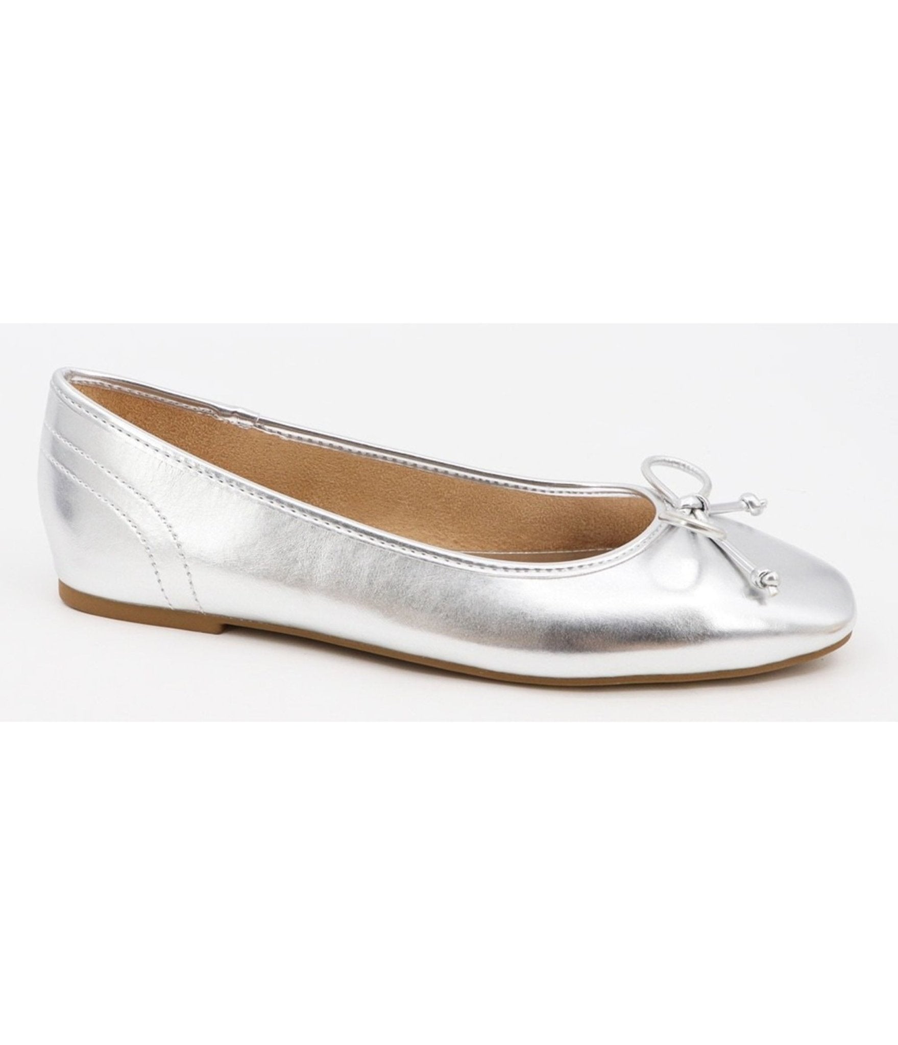 Silver Patent Leatherette Flats - Unique Vintage - Womens, SHOES, FLATS