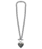 Silver Plated Heart Locket Chain Necklace - Unique Vintage - Womens, ACCESSORIES, JEWELRY