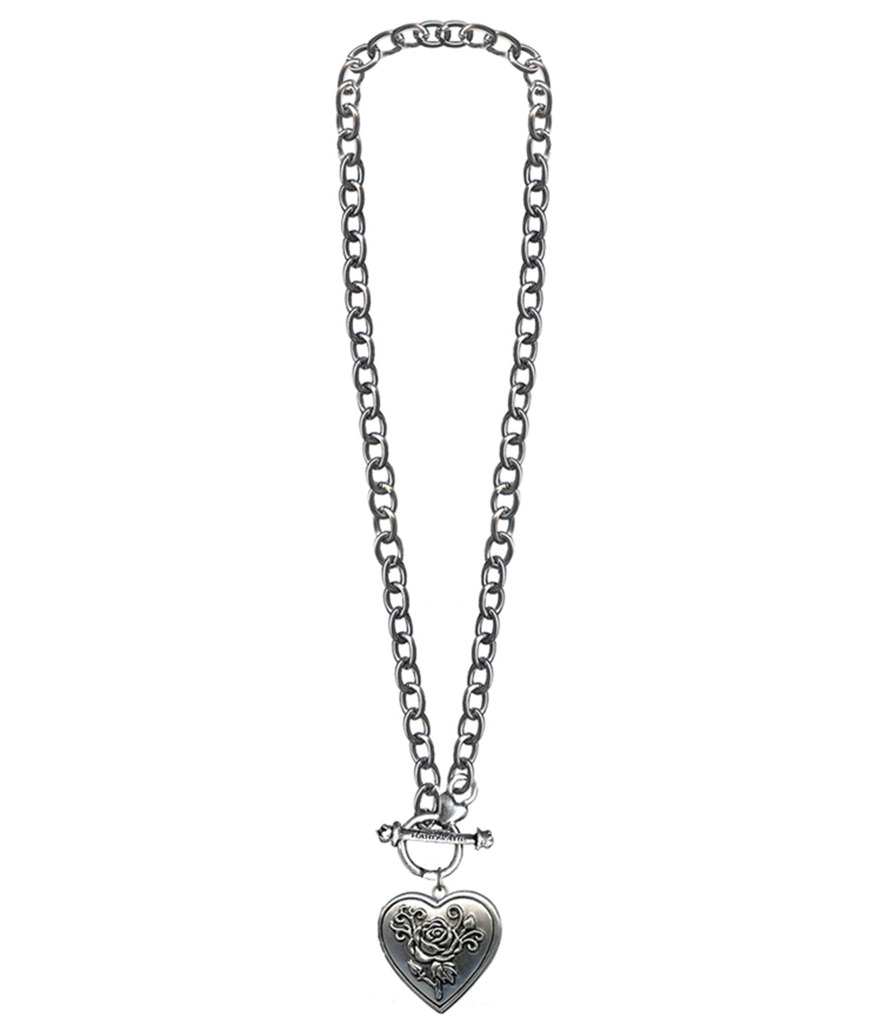 Silver Plated Heart Locket Chain Necklace - Unique Vintage - Womens, ACCESSORIES, JEWELRY