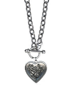 Silver Plated Heart Locket Chain Necklace - Unique Vintage - Womens, ACCESSORIES, JEWELRY