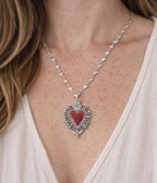 Silver Tone Gothic Heart Necklace - Unique Vintage - Womens, ACCESSORIES, JEWELRY