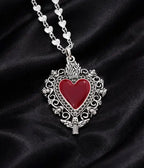 Silver Tone Gothic Heart Necklace - Unique Vintage - Womens, ACCESSORIES, JEWELRY