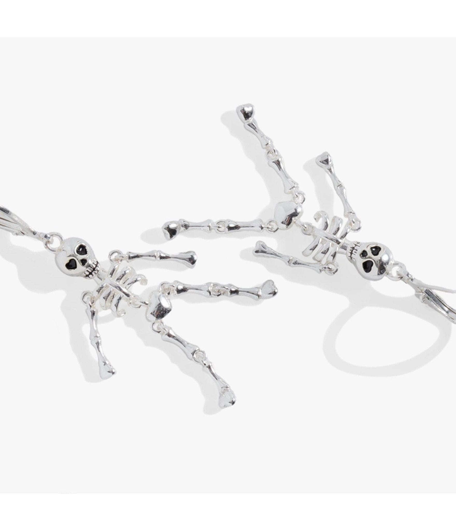 Silver Tone Skeleton Dangle Earrings - Unique Vintage - Womens, ACCESSORIES, JEWELRY