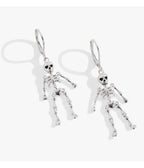 Silver Tone Skeleton Dangle Earrings - Unique Vintage - Womens, ACCESSORIES, JEWELRY