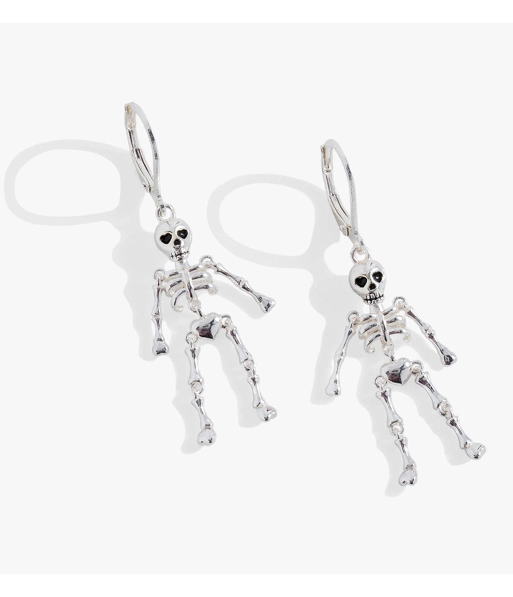 Silver Tone Skeleton Dangle Earrings - Unique Vintage - Womens, ACCESSORIES, JEWELRY