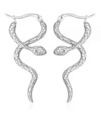 Silver Tone Snake Drop Earrings - Unique Vintage - Womens, ACCESSORIES, JEWELRY