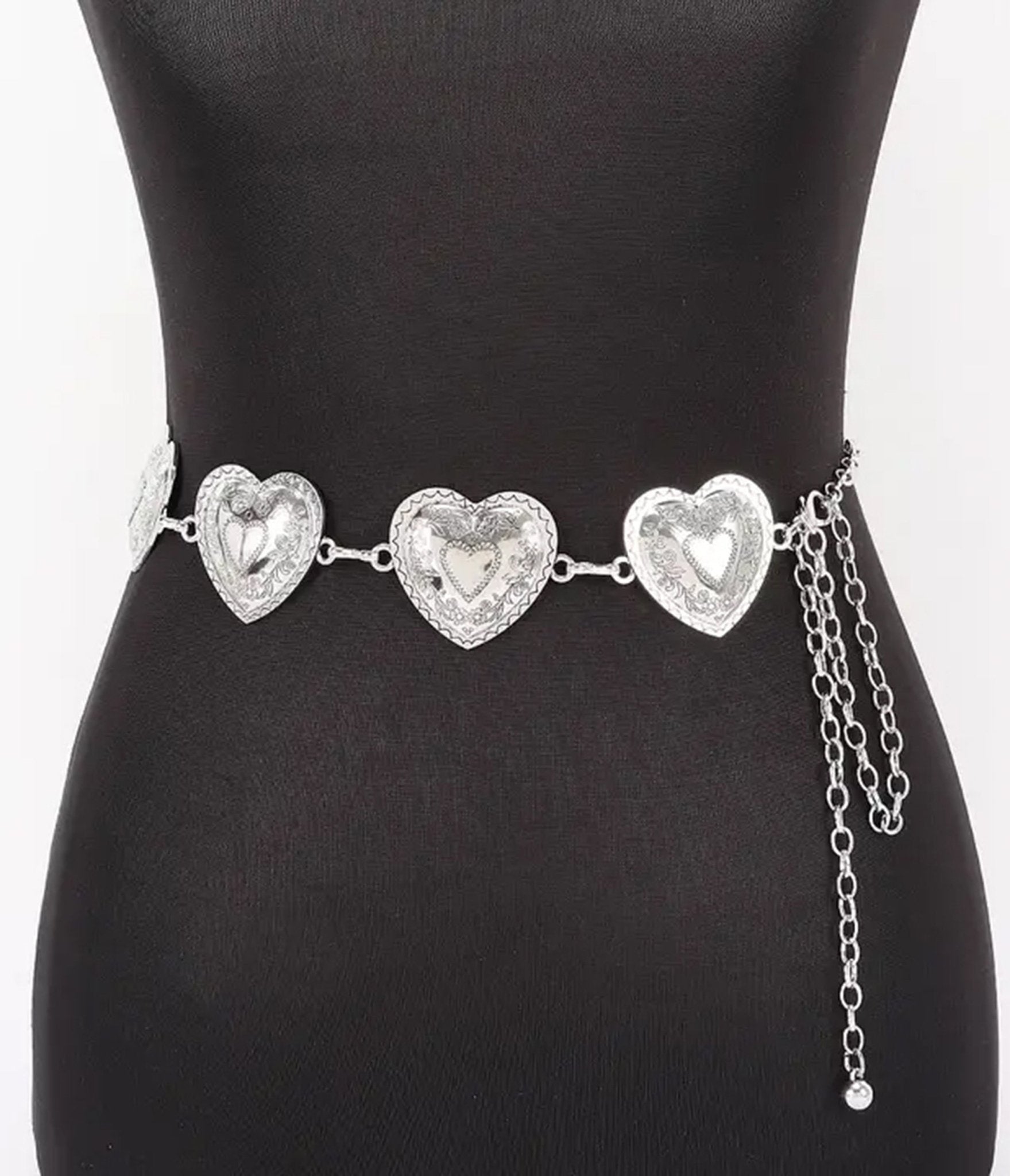 Silver Tone Western Heart Belt - Unique Vintage - Womens, ACCESSORIES, BELTS