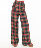 Smak Parlour 1960s Black & Red Plaid Wide Leg Trousers - Unique Vintage - Womens, BOTTOMS, PANTS