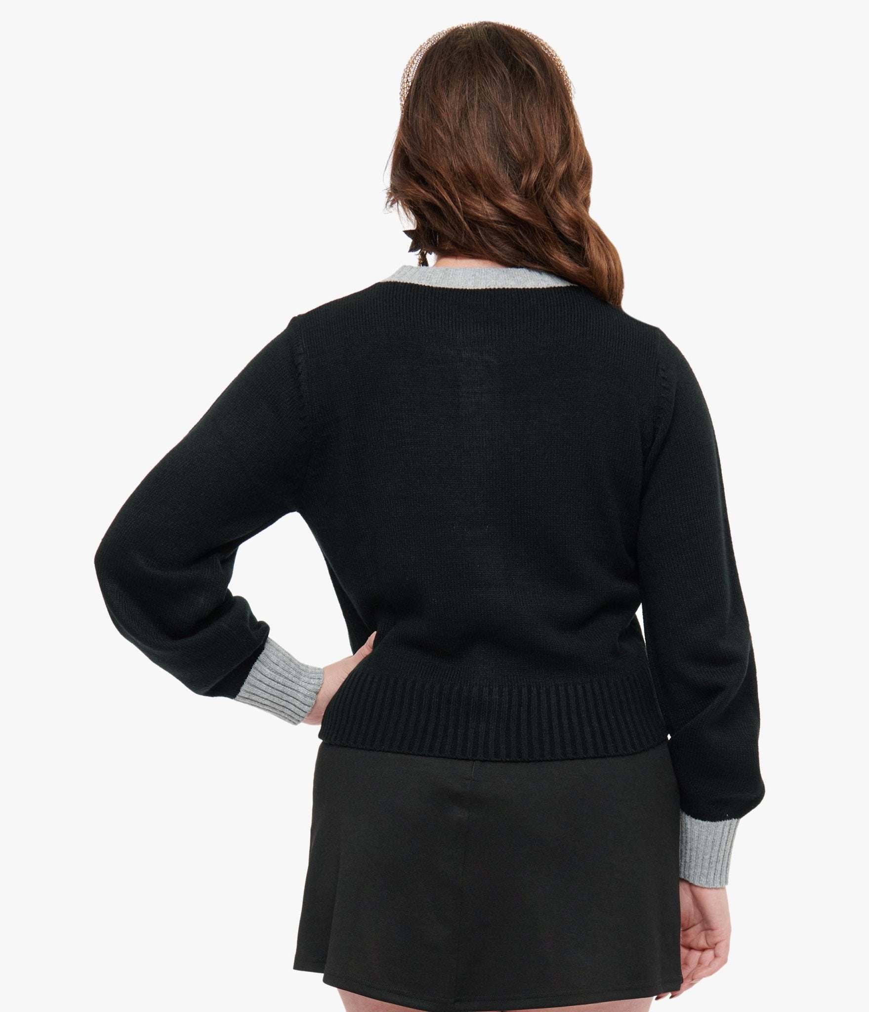 Smak Parlour 1960s Black & Silver Celestial Embroidered Cropped Cardigan - Unique Vintage - Womens, TOPS, SWEATERS