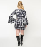 Smak Parlour 1960s Black & White Mod Daisy Mini Dress - Unique Vintage - Womens, DRESSES, FIT AND FLARE