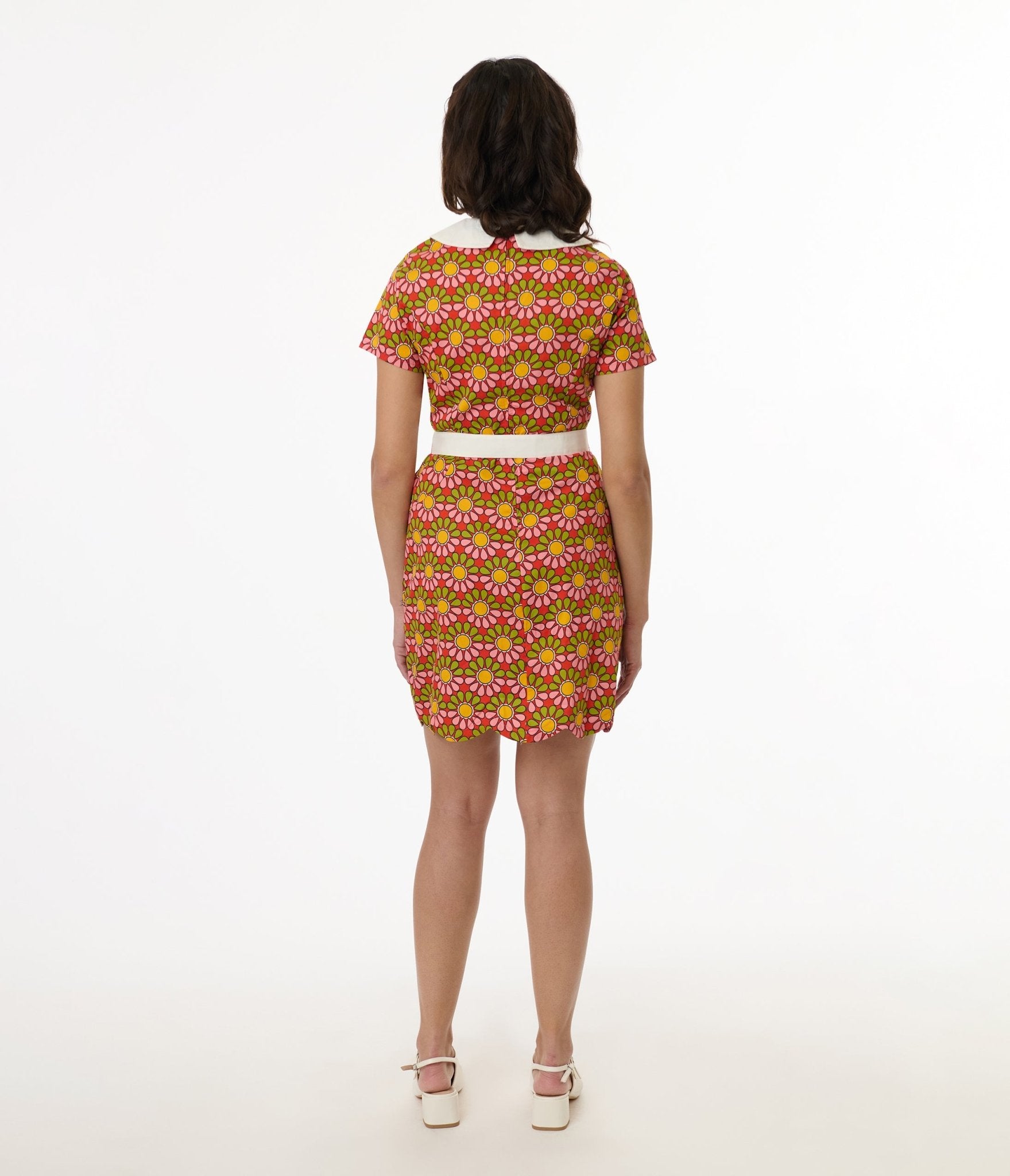 Smak Parlour 1960s Green & Pink Flower Power Mini Dress - Unique Vintage - Womens, DRESSES, A - LINE