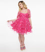 Smak Parlour 1960s Hot Pink Glitter Butterfly Babydoll Dress
