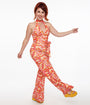 Smak Parlour 1960s Orange Psychedelic Paisley Glamour Goddess Jumpsuit