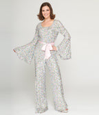 Smak Parlour 1960s Pastel Rainbow Sequin Bell Sleeve Jumpsuit - Unique Vintage - Womens, BOTTOMS, ROMPERS AND JUMPSUITS