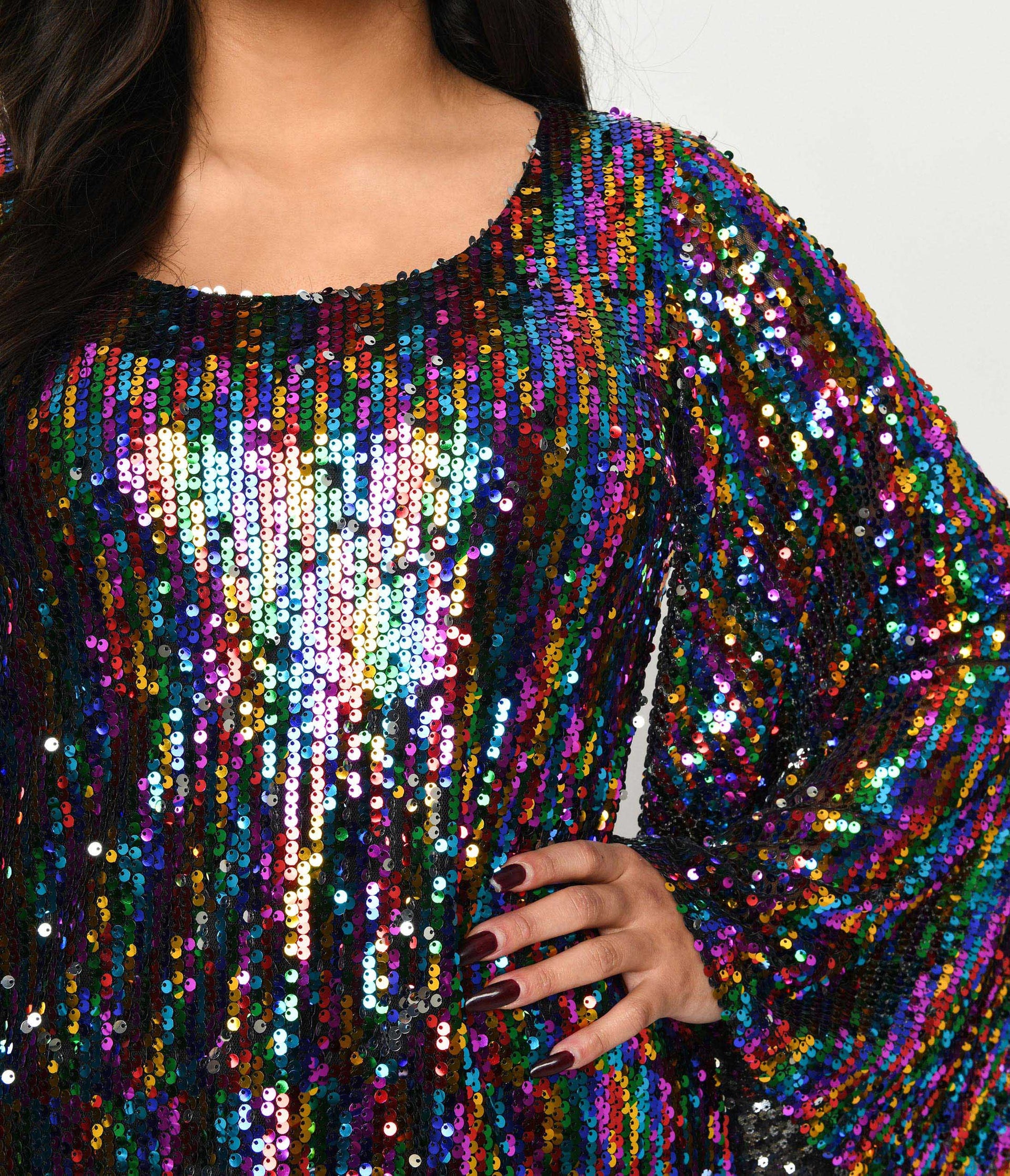 Smak Parlour 1960s Rainbow Sequin Downtown Scene Mini Dress - Unique Vintage - Womens, DRESSES, FIT AND FLARE