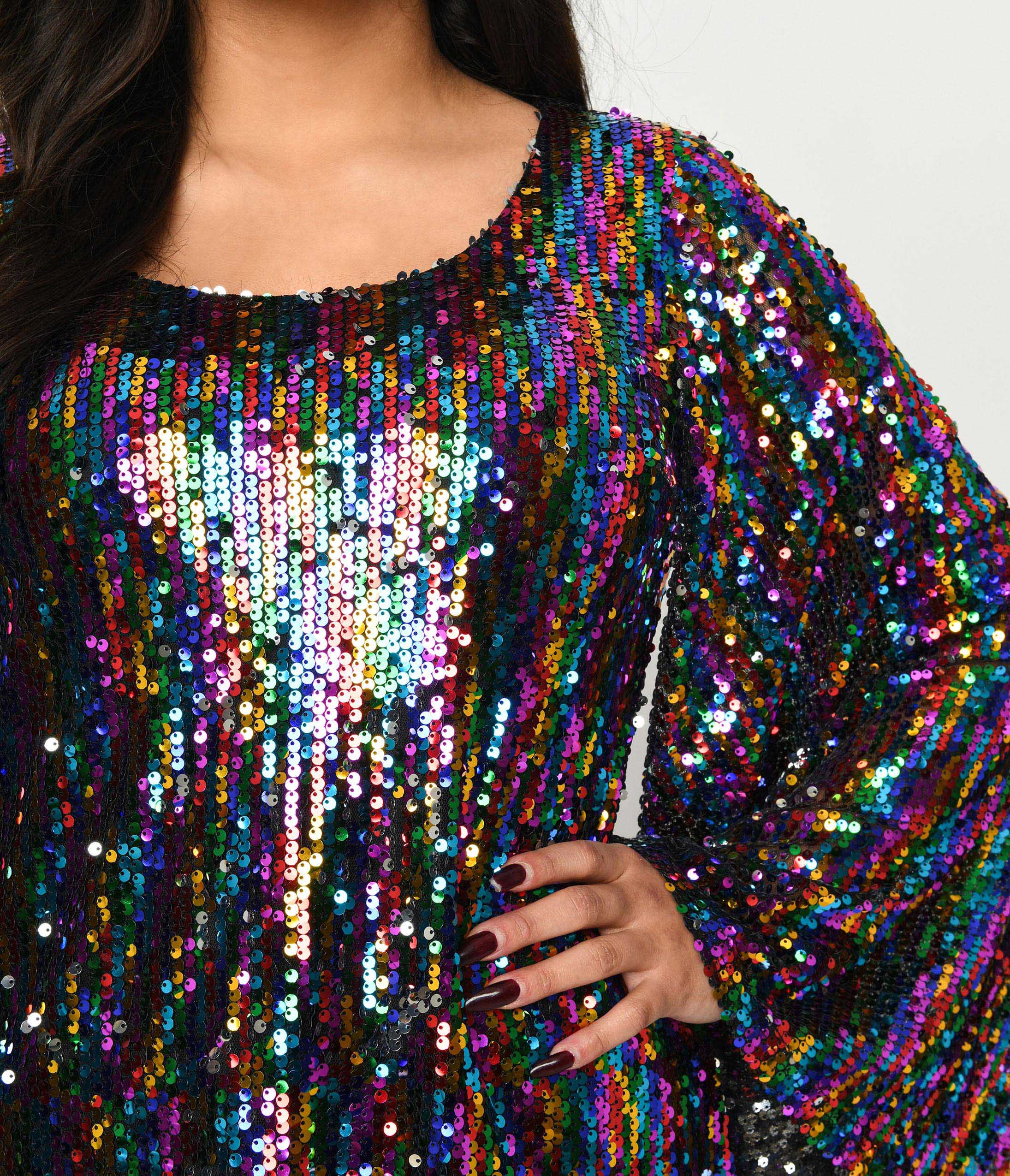 Smak Parlour 1960s Rainbow Sequin Downtown Scene Mini Dress - Unique Vintage - Womens, DRESSES, FIT AND FLARE