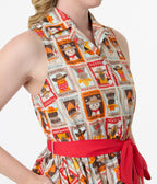 Smak Parlour 1960s Wanted Cats Print Cotton Flare Dress - Unique Vintage - Womens, DRESSES, FIT AND FLARE