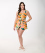 Smak Parlour 1960s Yellow Floral Sweet & Sassy Skirted Cotton Romper