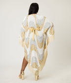 Smak Parlour 1970's White & Gold Sequin Fringe Caftan Dress - Unique Vintage - Womens, DRESSES, CAFTAN