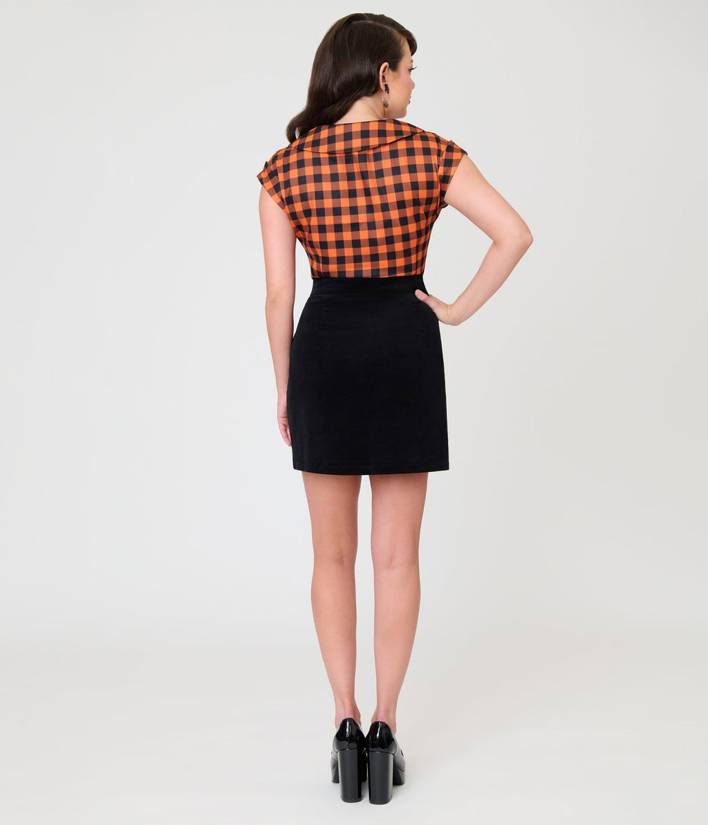 Smak Parlour Black Cat & Pumpkin Pocket Mini Skirt - Unique Vintage - Womens, BOTTOMS, SKIRTS
