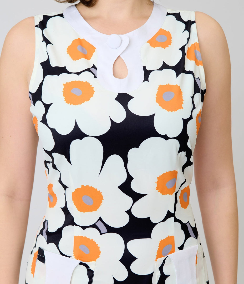 Smak Parlour Black & Daisy Mod Mini Dress - Unique Vintage - Womens, DRESSES, SHIFTS