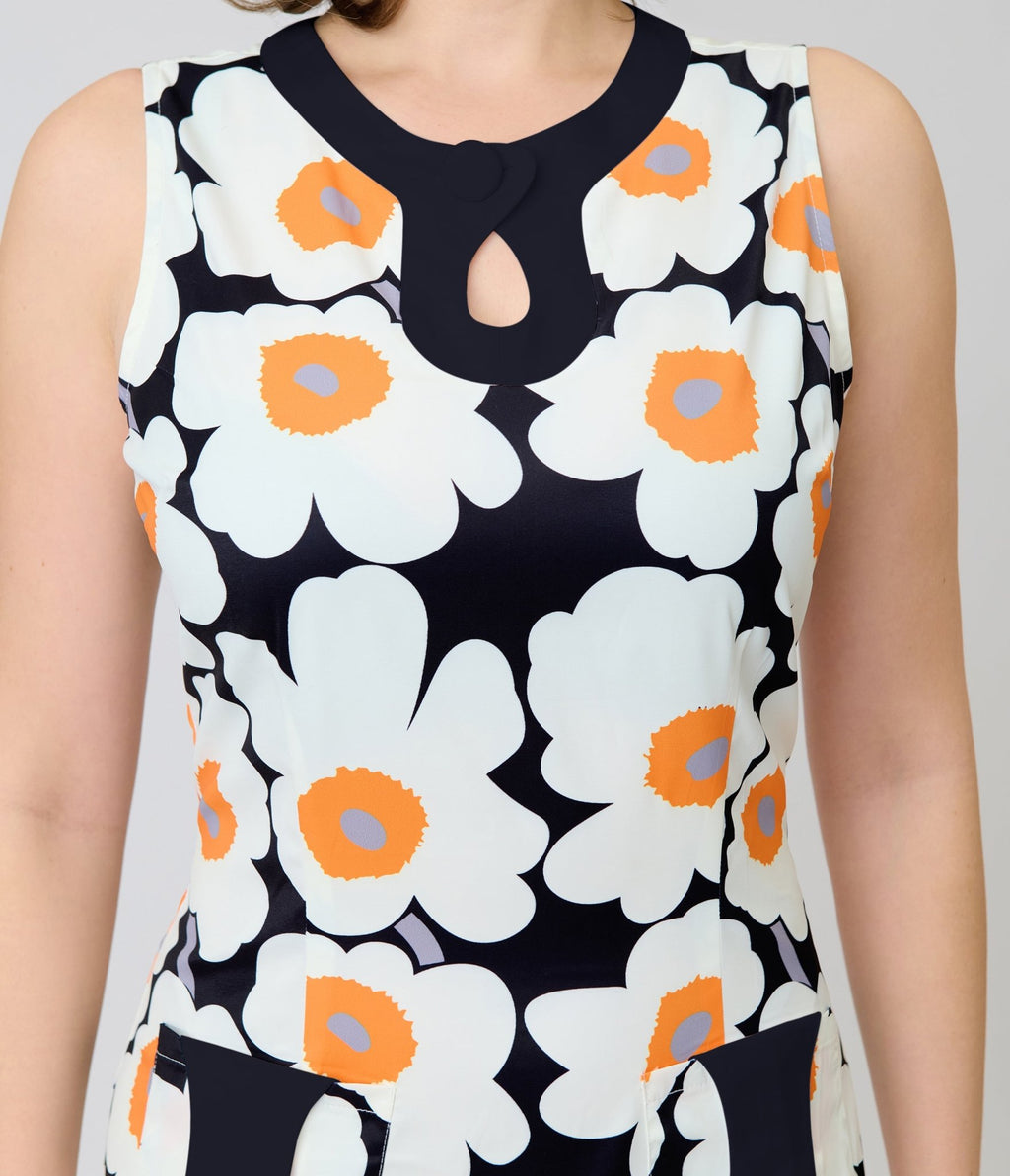 Smak Parlour Black & Daisy Mod Mini Dress - Unique Vintage - Womens, DRESSES, SHIFTS