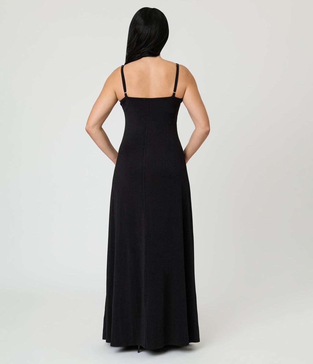 Smak Parlour Black Feathered Cape Maxi Dress - Unique Vintage - Womens, DRESSES, MAXI