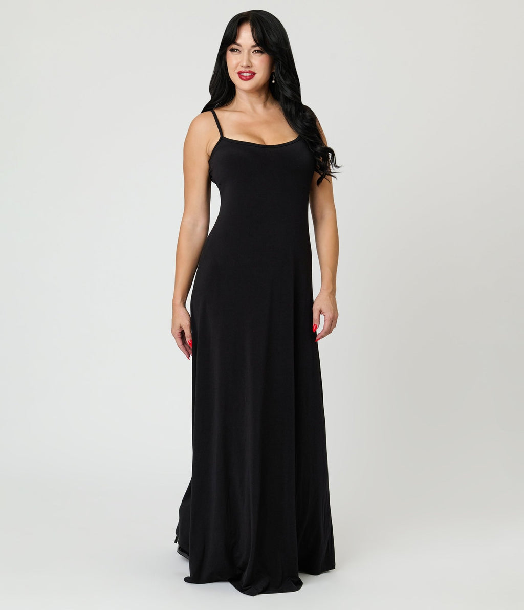 Smak Parlour Black Feathered Cape Maxi Dress - Unique Vintage - Womens, DRESSES, MAXI
