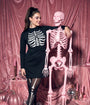 Smak Parlour Black Glow in the Dark Skeleton Mock Turtleneck Fit & Flare Lori Dress
