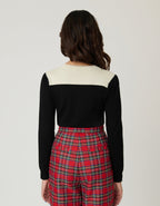 Smak Parlour Black & Ivory Holly Embroidered Cardigan - Unique Vintage - Womens, TOPS, SWEATERS