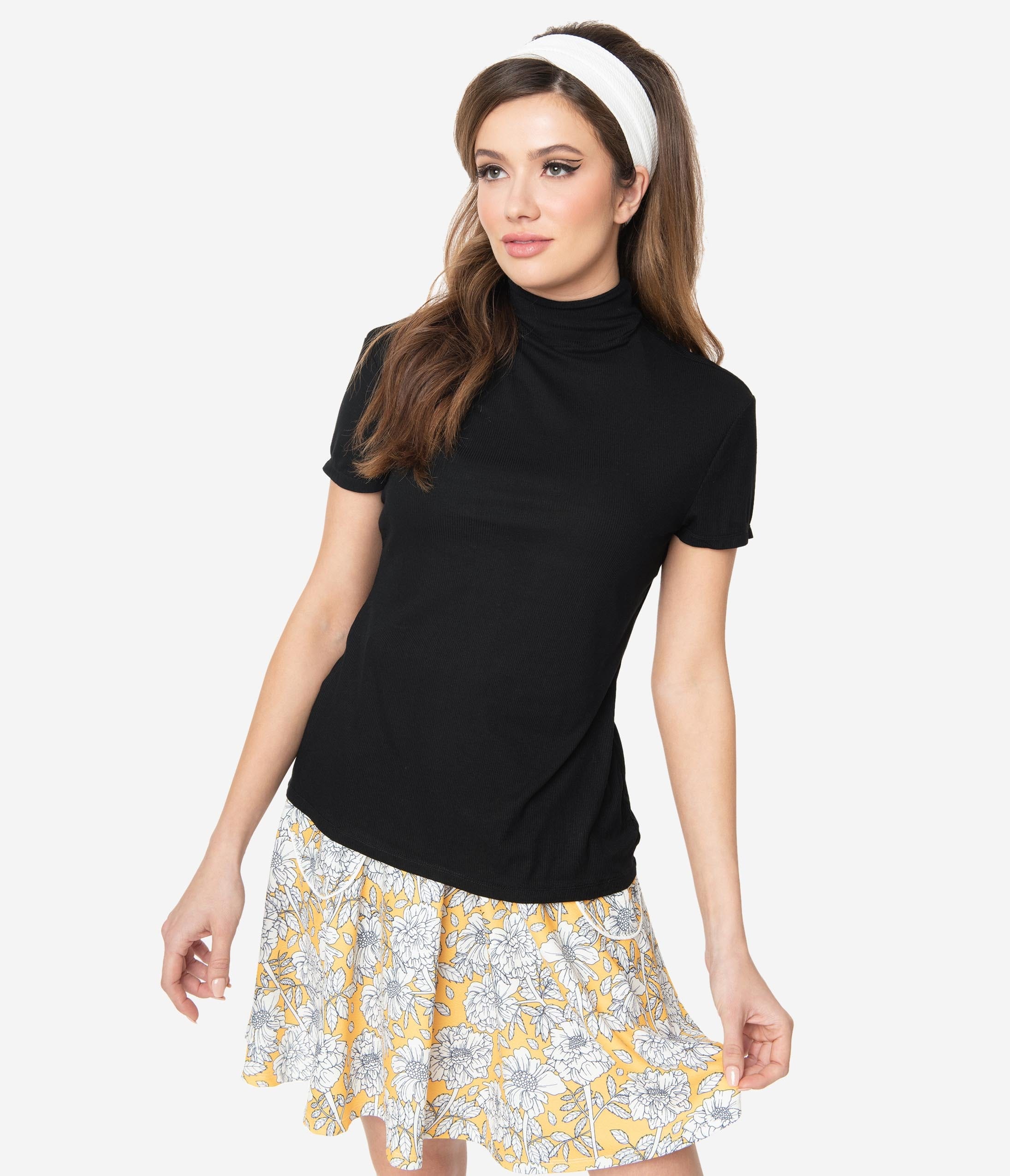 Smak Parlour Black Mock Turtleneck It Girl Top - Unique Vintage - Womens, TOPS, KNIT TOPS