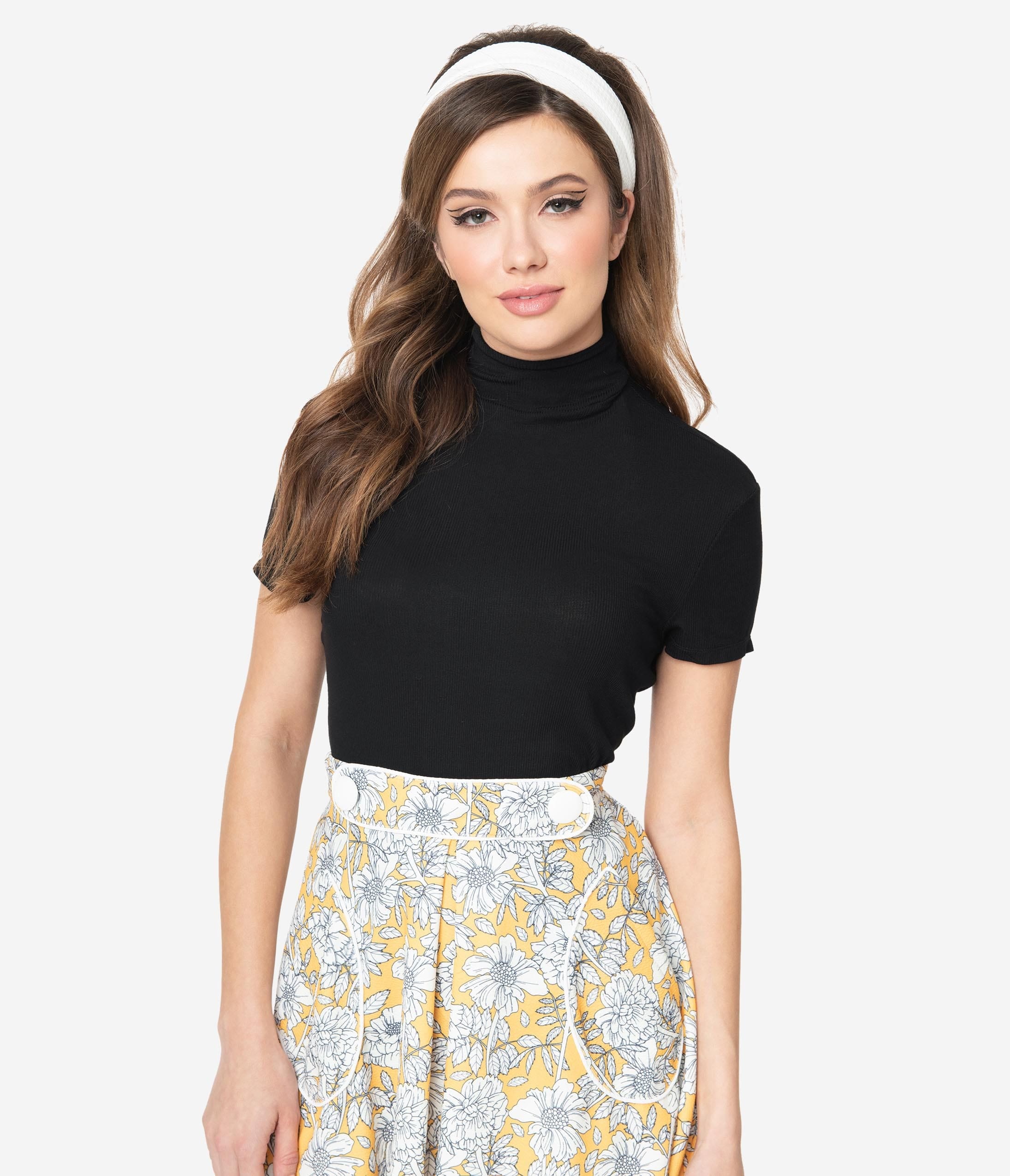 Smak Parlour Black Mock Turtleneck It Girl Top - Unique Vintage - Womens, TOPS, KNIT TOPS