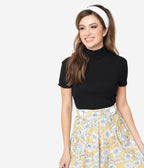 Smak Parlour Black Mock Turtleneck It Girl Top - Unique Vintage - Womens, TOPS, KNIT TOPS