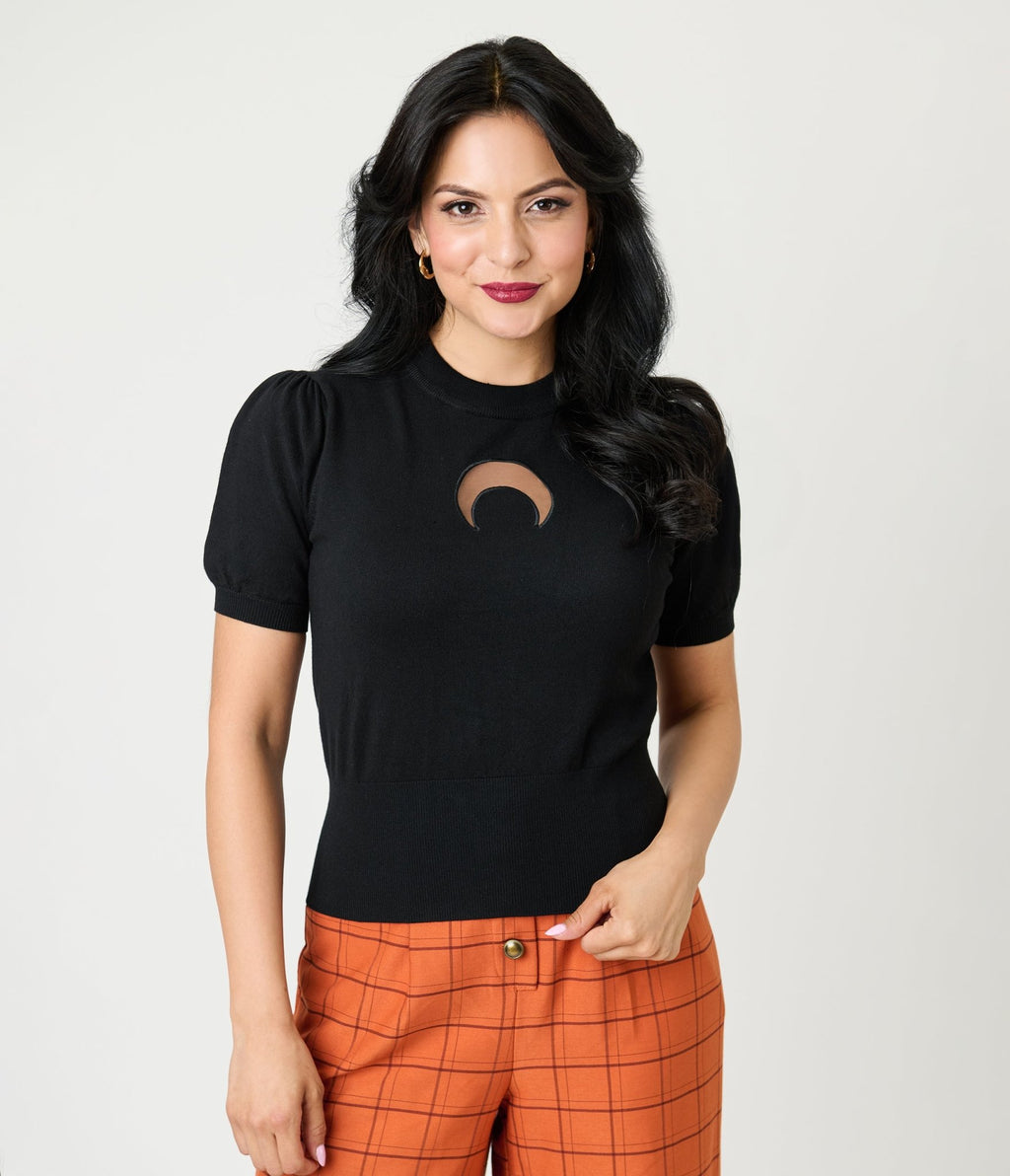 Smak Parlour Black Moon Cutout Sweater - Unique Vintage - Womens, TOPS, SWEATERS
