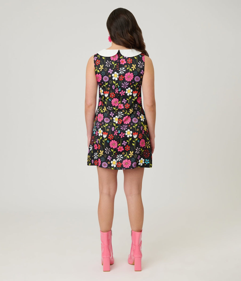 Smak Parlour Black & Multicolor Floral Sleeveless Shift Dress - Unique Vintage - Womens, DRESSES, SHIFTS