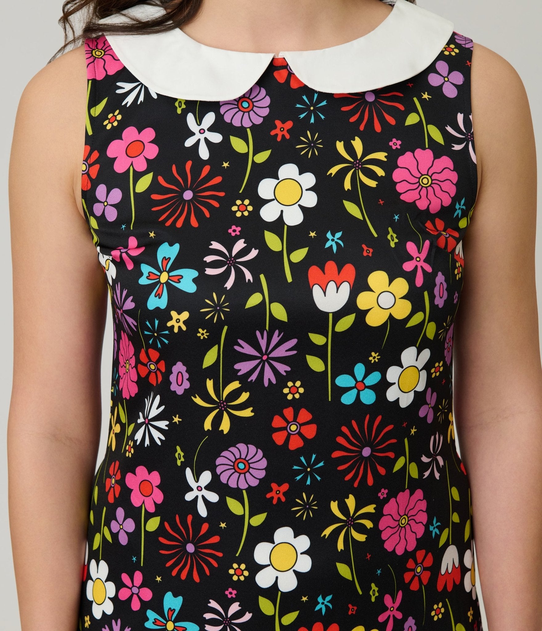 Smak Parlour Black & Multicolor Floral Sleeveless Shift Dress - Unique Vintage - Womens, DRESSES, SHIFTS