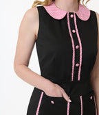 Smak Parlour Black & Pink Gingham Cotton Shift Dress - Unique Vintage - Womens, DRESSES, A - LINE