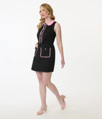 Smak Parlour Black & Pink Gingham Cotton Shift Dress - Unique Vintage - Womens, DRESSES, A - LINE