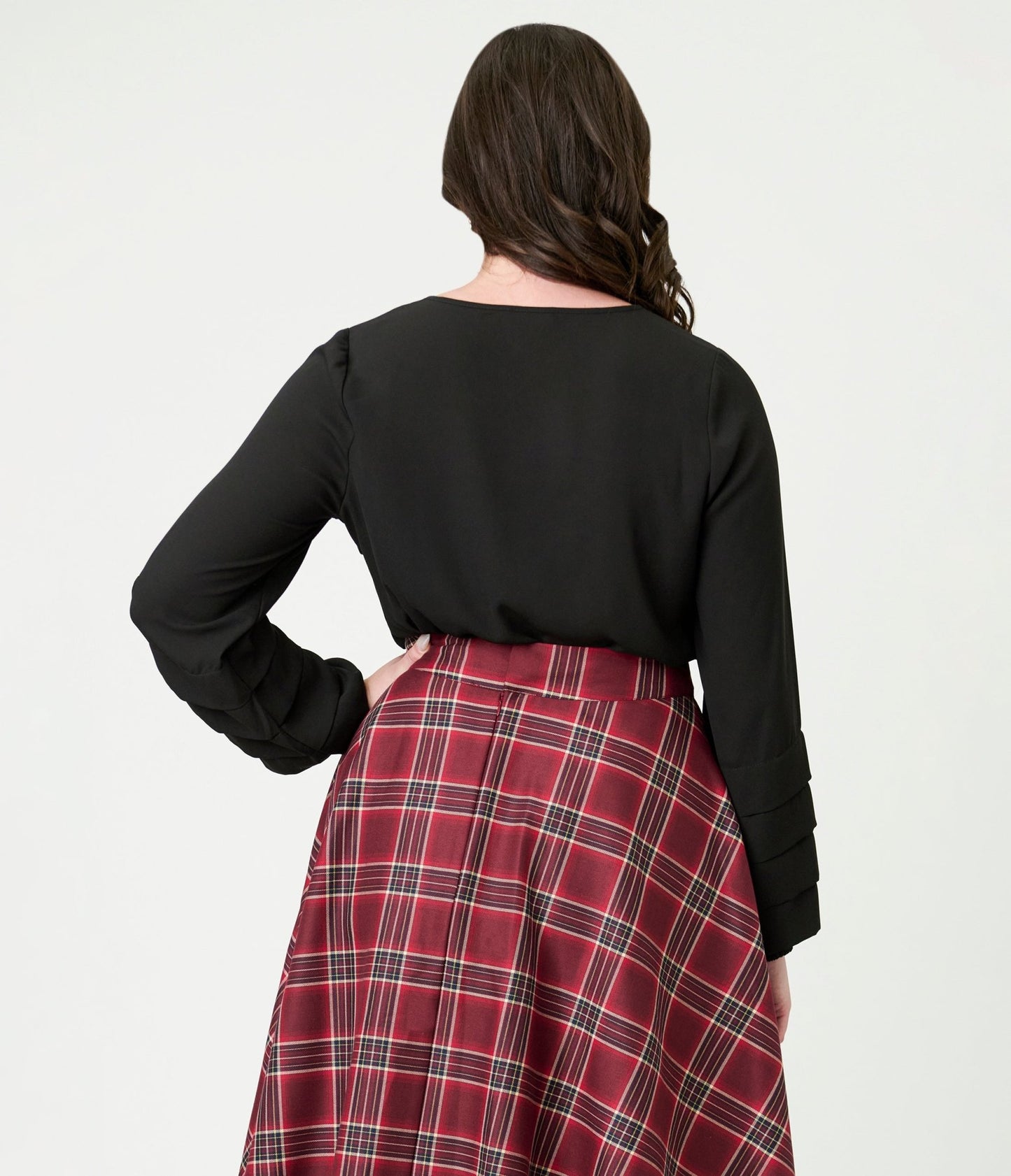 Smak Parlour Black Pleated Front Blouse - Unique Vintage - Womens, TOPS, WOVEN TOPS