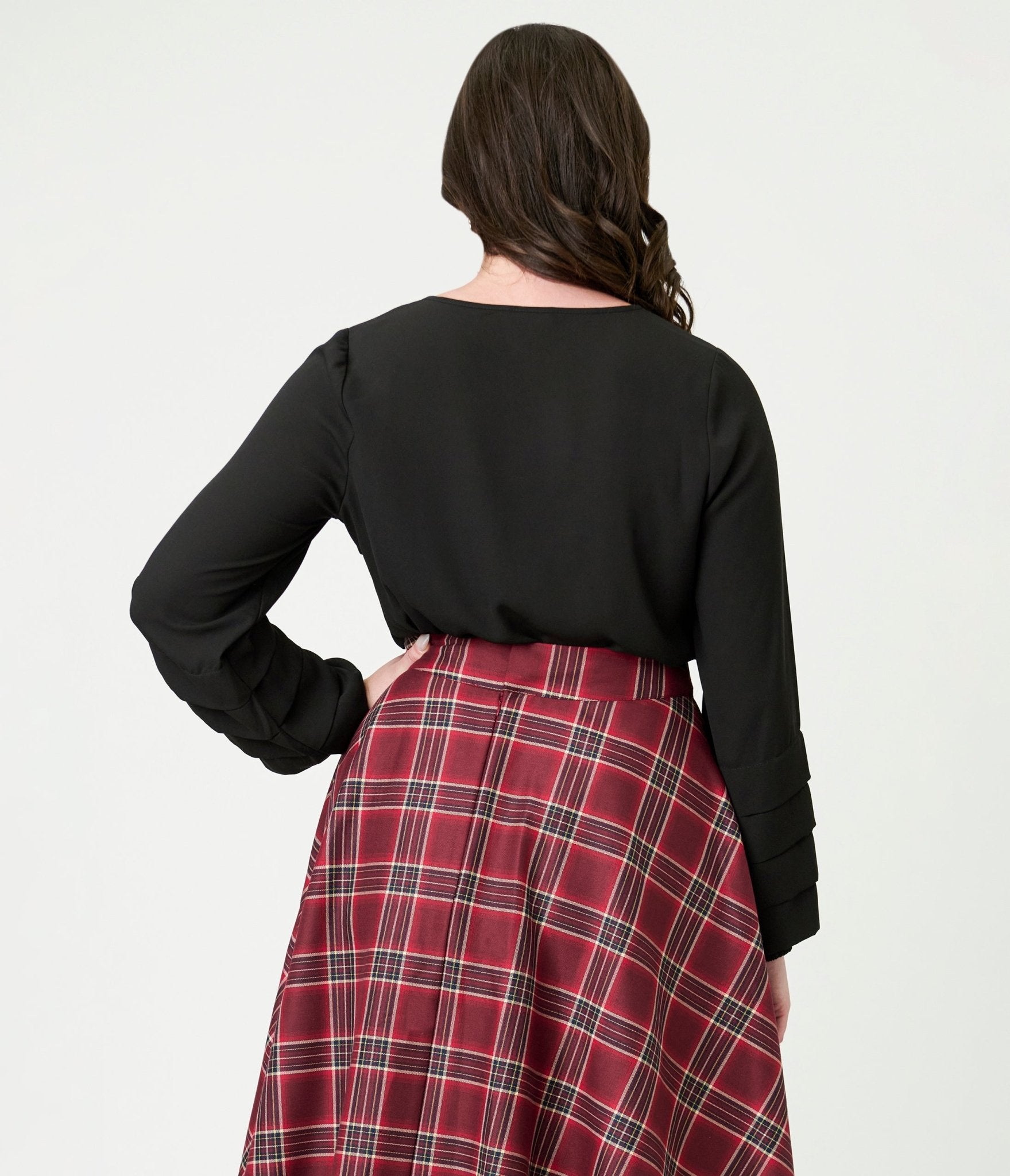 Smak Parlour Black Pleated Front Blouse - Unique Vintage - Womens, TOPS, WOVEN TOPS